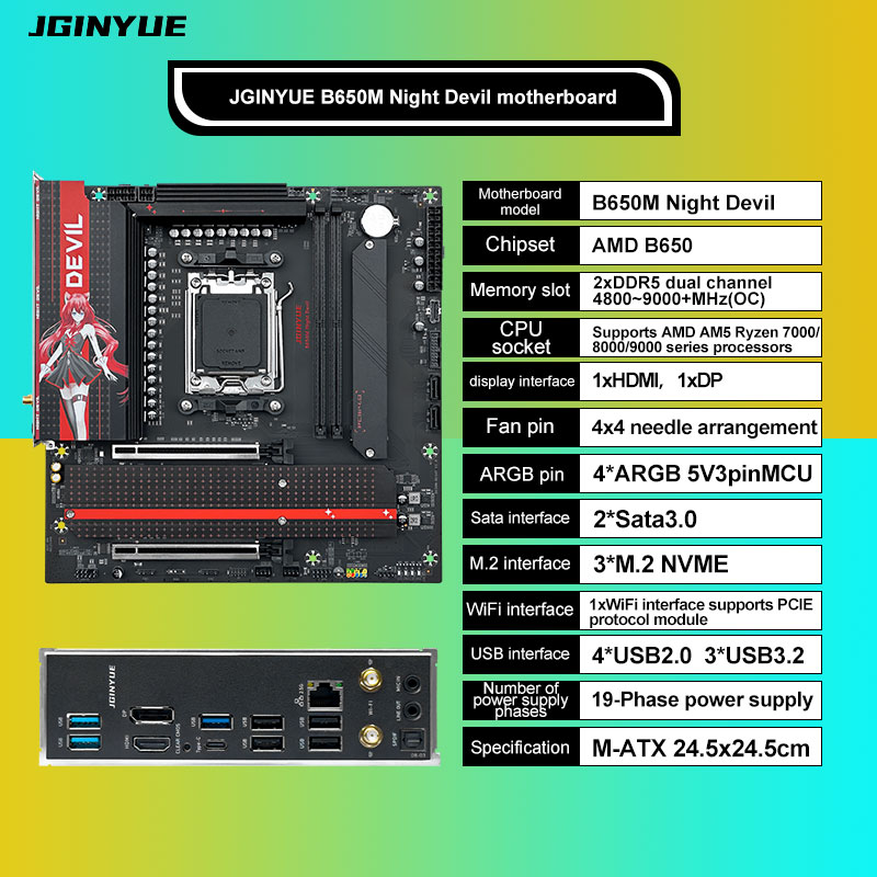 JGINYUE B650M NIGHT DEVIL Desk - огляд і ціна X870E Atx Motherboard